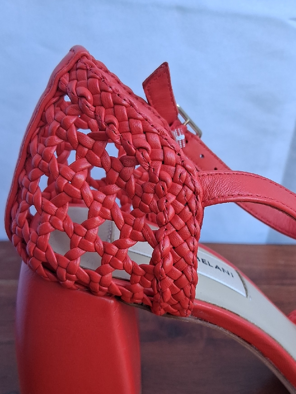 ANTONIO MELANI Red Braided Block Heel Sandals 7.5 - Picture 10 of 12